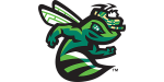 a green hornet mascot with a black background